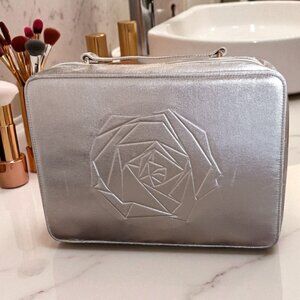 Lancôme Gold Train Case Makeup Bag – Rose Detail – Carrying Handle – Never Used